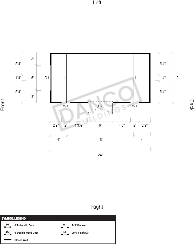 Side Lofted Barn 12x24 - DANCO Buildings