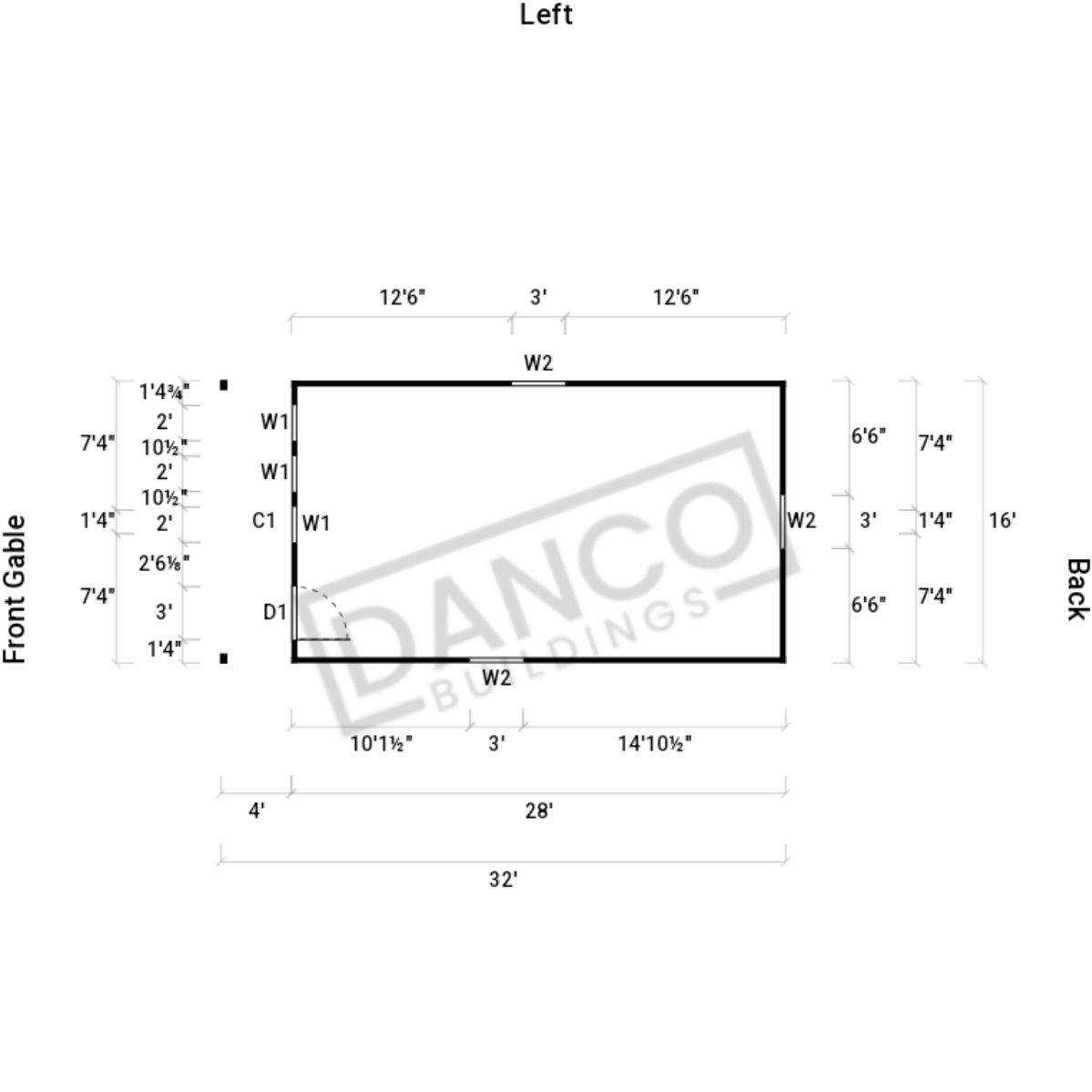 Standard Cabin 16x32 DANCO Buildings