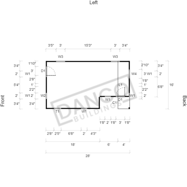 Corner Porch Lofted Barn Cabin 16x28 - Image 2