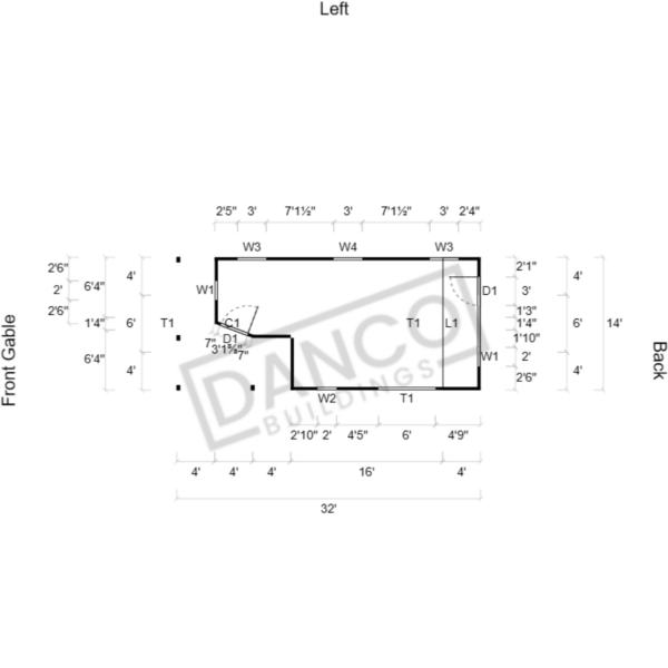 Wraparound Porch Lofted Barn Cabin 14x32 - Image 2