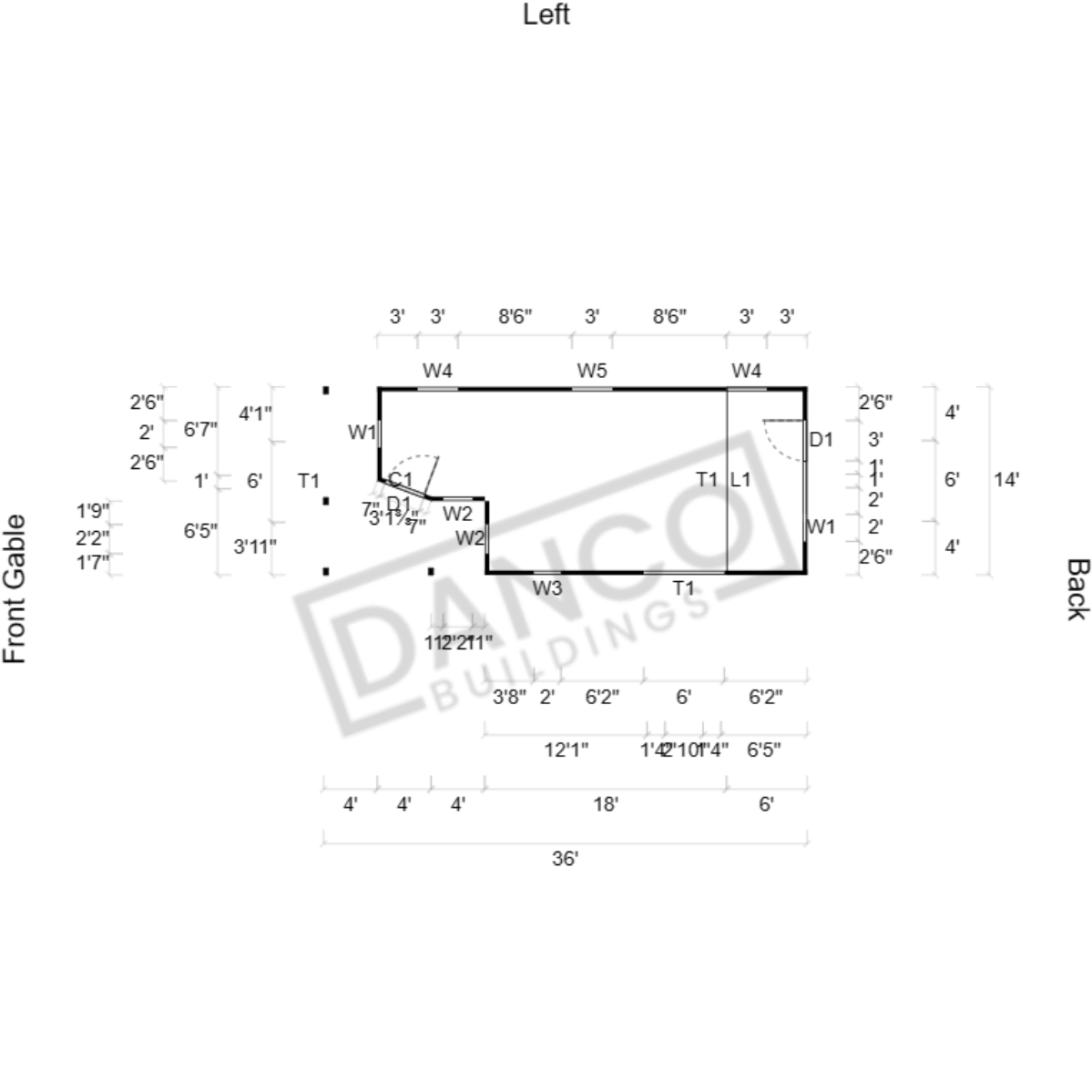 Wraparound Porch Lofted Barn Cabin 14x36 - Image 2
