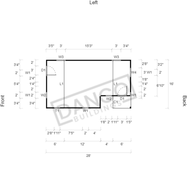 Corner Porch Lofted Barn Cabin 16x28 - Image 2