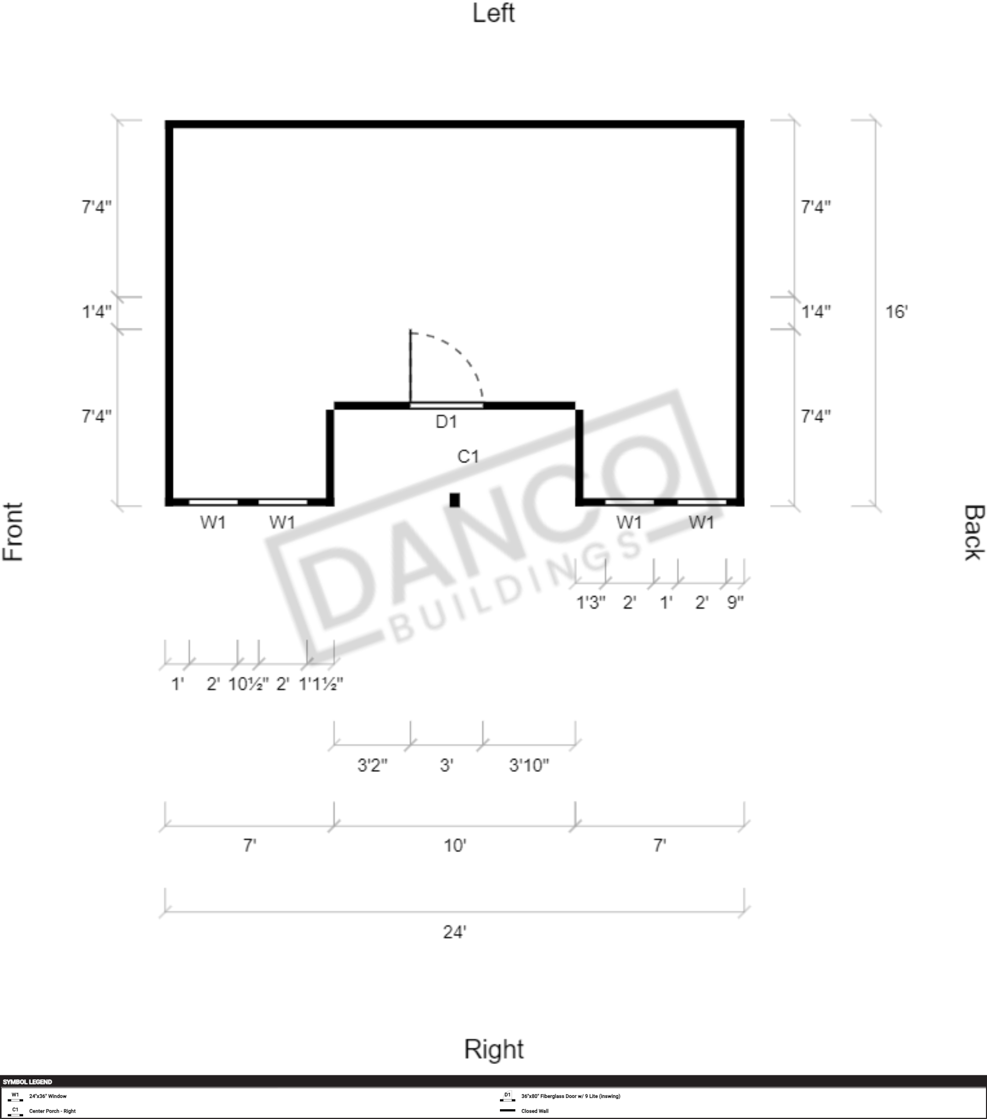 Center Side Porch Cabin 16x24 - Image 2