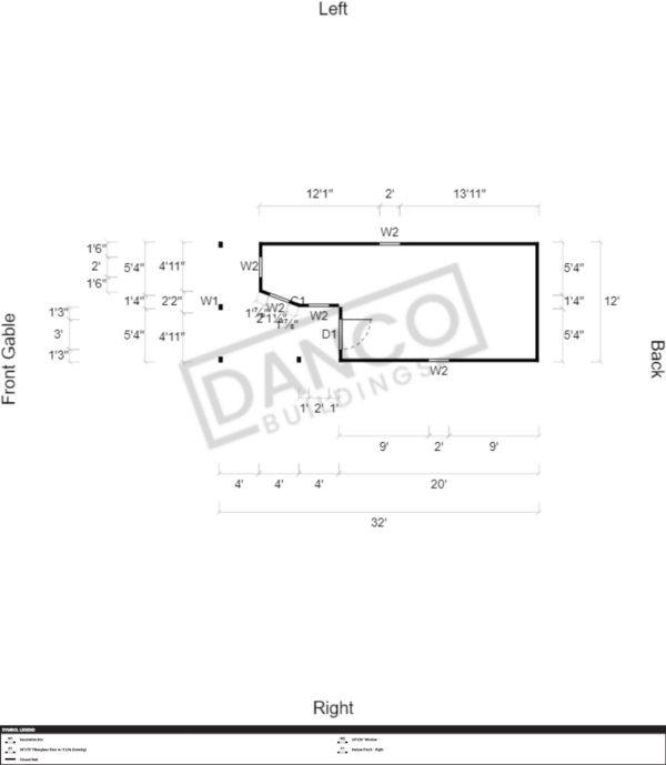 Wraparound Porch Lofted Barn Cabin 12x32 - Image 2