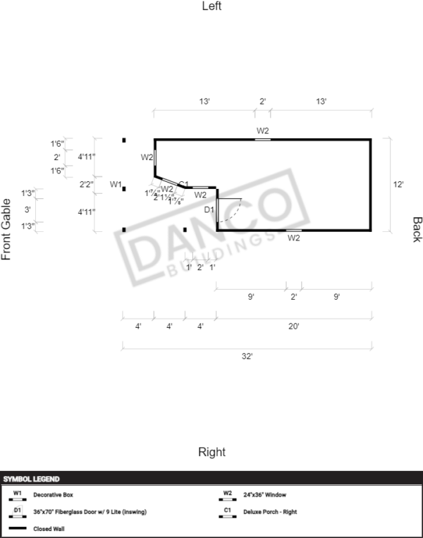 Wraparound Porch Lofted Barn Cabin 12x32 - Image 2