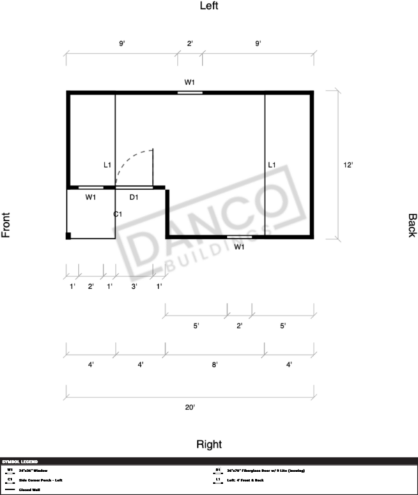 Corner Porch Lofted Barn Cabin 12x20 - Image 2