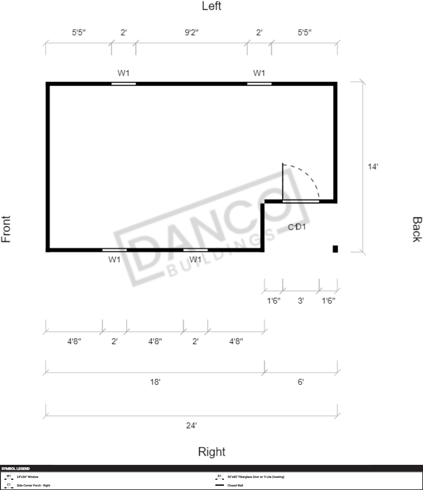 Corner Porch Cabin 14x24 - Image 2