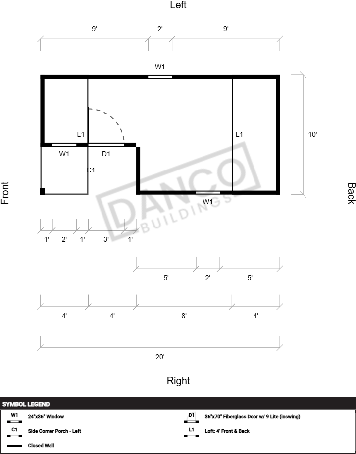 Corner Porch Lofted Barn Cabin 10x20 - Image 2