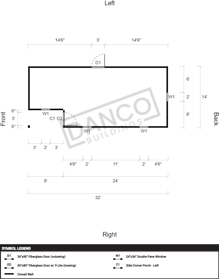 Corner Porch Cabin 14x32 - Image 2
