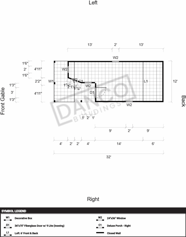 Wraparound Porch Lofted Barn Cabin 12x32 - Image 2