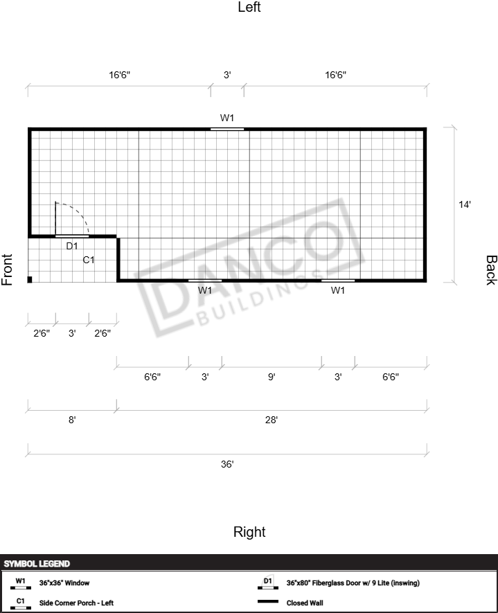 Corner Porch Cabin 14x36/250389 - Image 2