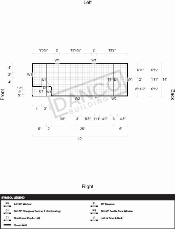 Corner Porch Lofted Barn Cabin 14x40 - Image 2
