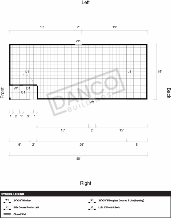 Corner Porch Lofted Barn Cabin 16x40 - Image 2